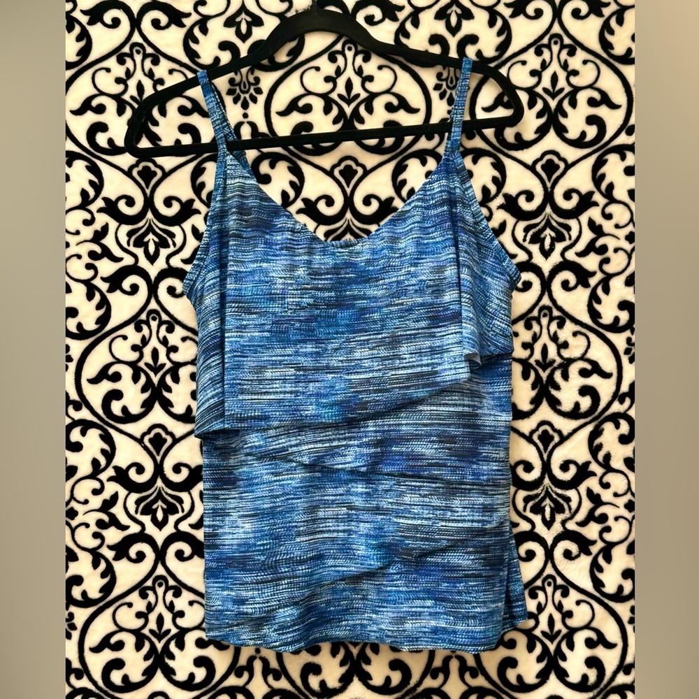 Denim blue and Black Magicsuit Tankini top.  Size 14, adjustable straps.